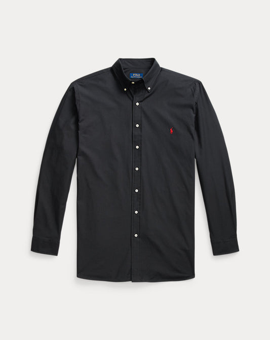 Stretch Poplin Shirt Polo Black