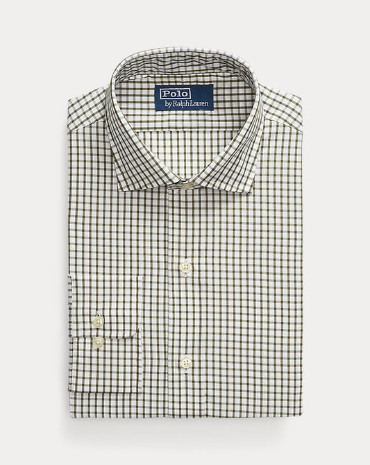 Custom Fit Tattersall Poplin Shirt White New Olive