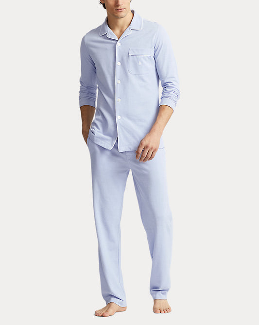 Cotton Mesh Pyjama Set Blue