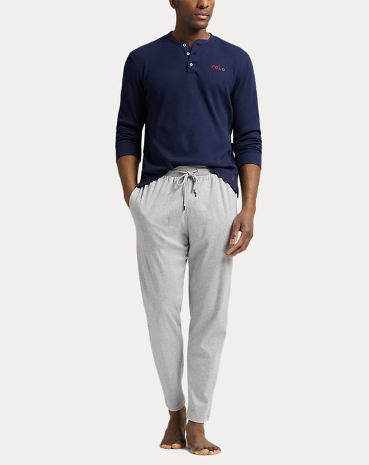 Waffle-Knit Henley Sleep Shirt Cruise Navy