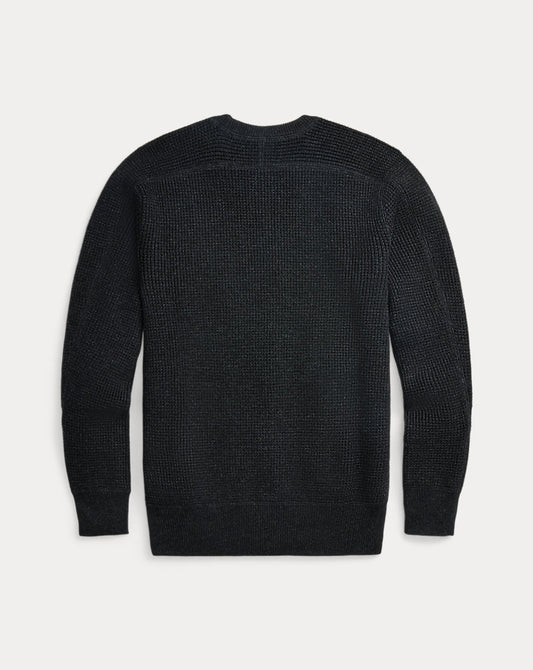 Waffle-Knit Cotton-Wool Jumper Black Heather