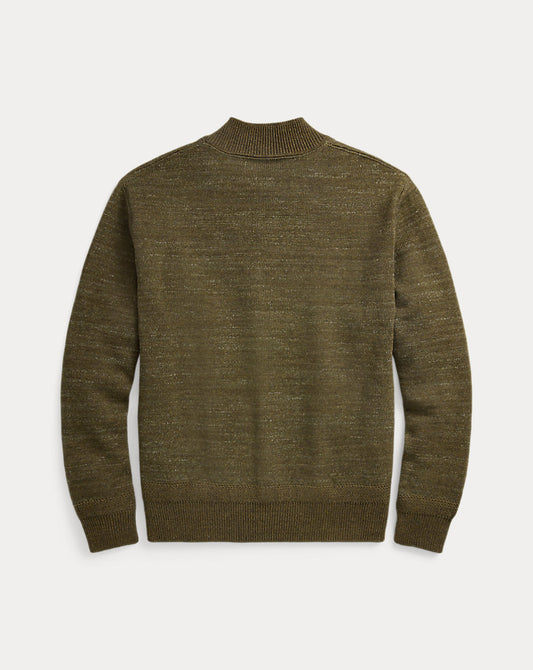 Cotton-Wool Full-Zip Jumper Olive Heather
