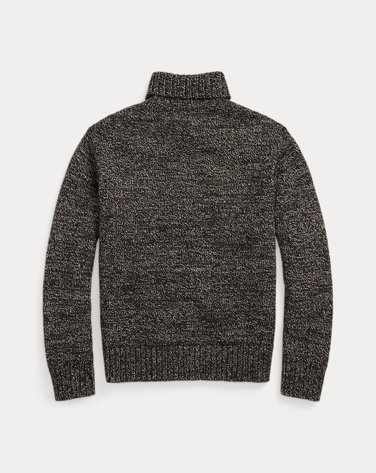 Marled Wool-Blend Roll Neck Jumper Black/Cream Marl