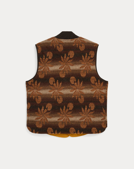 Wool-Cashmere Sleeveless Cardigan Brown Multi