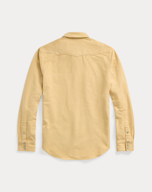 Slim Fit Chamois Western Shirt Faded Yellow