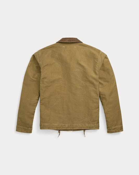 Corduroy-Collar Cotton Deck Jacket Khaki Drab