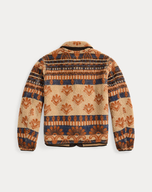 Wool-Blend Pile Fleece Jacket Orange/Multi