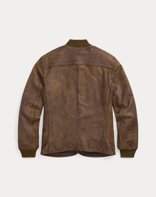 Leather Car Coat Vintage Brown