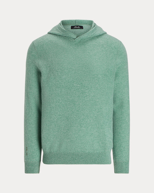 Washable Cashmere Hooded Jumper Field Olive Heather
