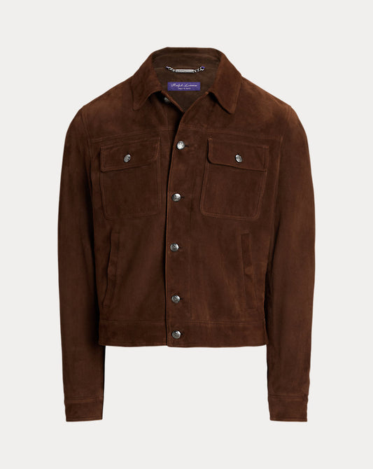 Weaver Suede Trucker Jacket Chestnut Brown