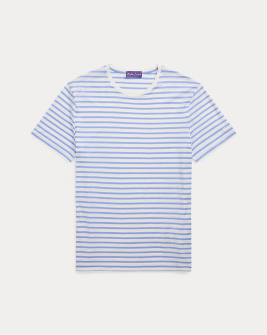 Striped Lisle Crewneck T-Shirt Deckwash White/ Cornflowe